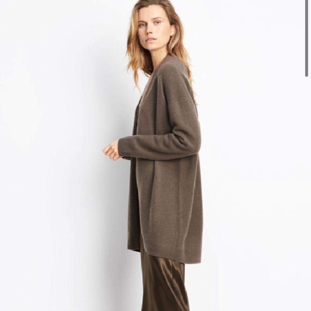 VINCE cashmere open face cardigan.